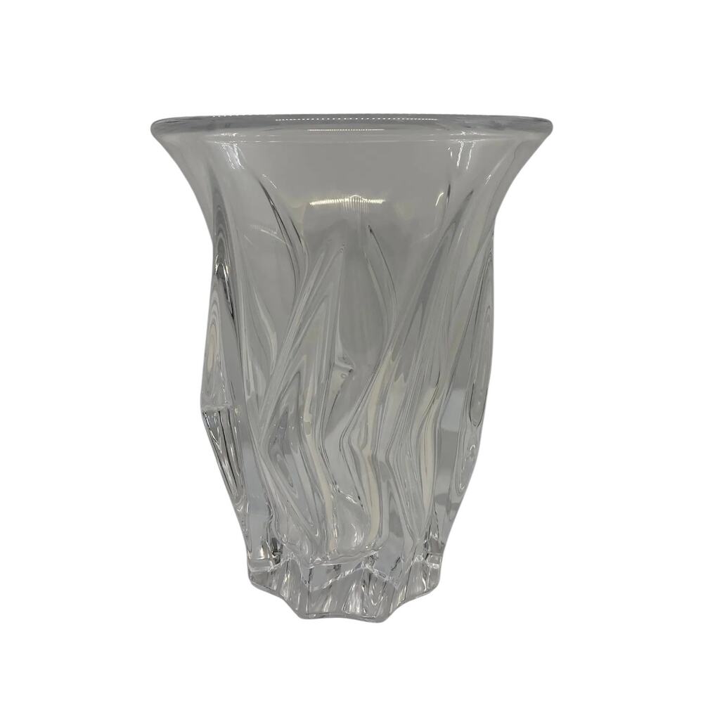 1960’s Handblown Lead Crystal 8.75" Ribbed Vase Vannes-Le-Châtel Glass-Crystalry